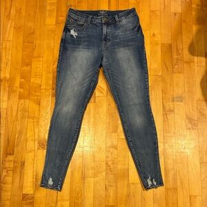 Maurices Dark Blue Distressed Skinny Jeans